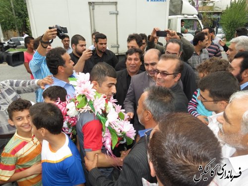 استقبال از حمید بهرامی قهرمان کشتی آلیش در شهرستان گالیکش