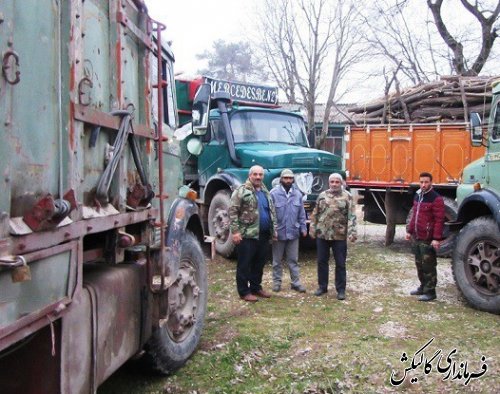 کشف و ضبط 6 کامیون چوب قاچاق در  شهرستان گالیکش